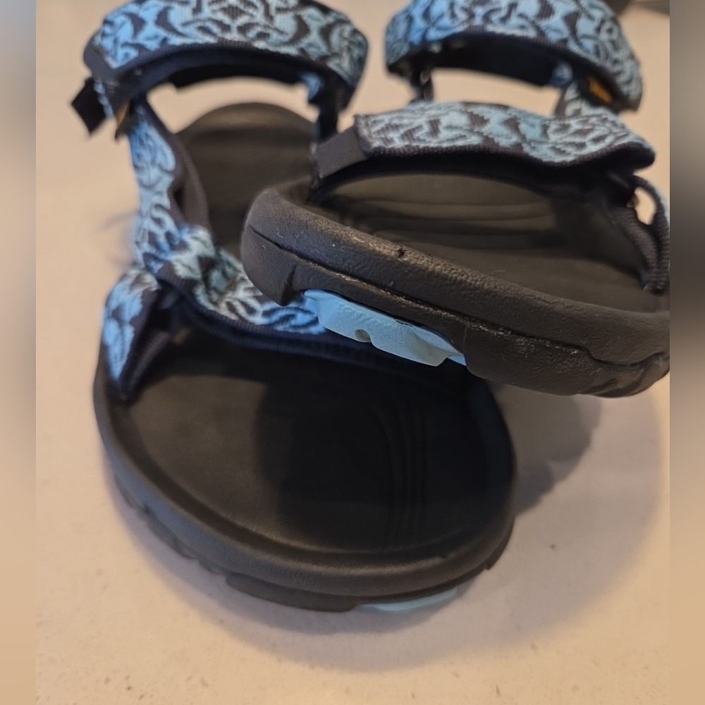 Women’s Size 9 TEVA Hurricane Sandals Blue Black Strap On Hook & Loop - Picture 13 of 15